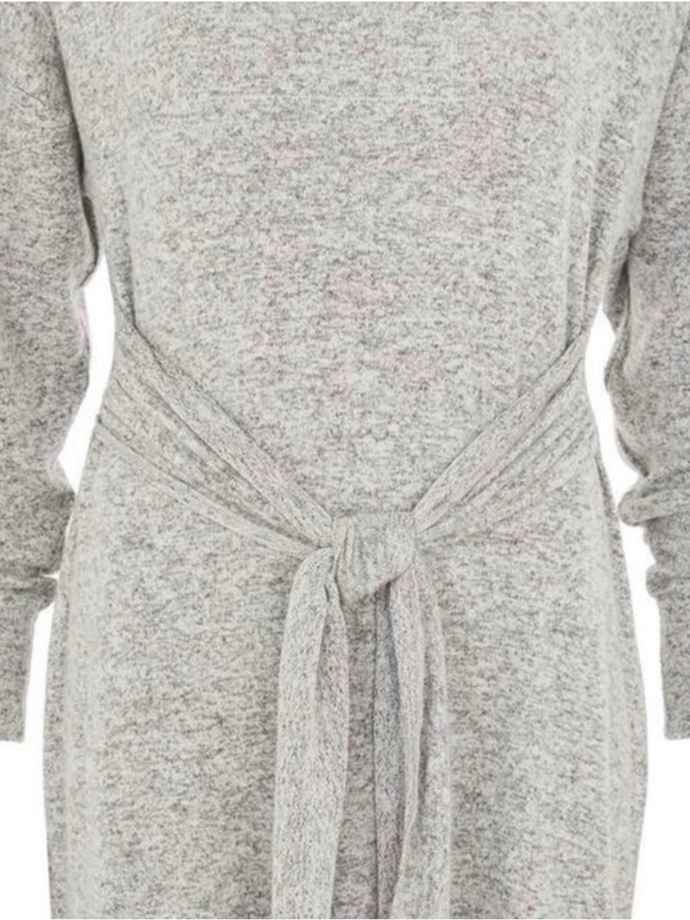 Topshop Gray Tie-Waist Super Soft Long Sleeve Sweatshirt Sweater Dress, Size 12 - Picture 2 of 13